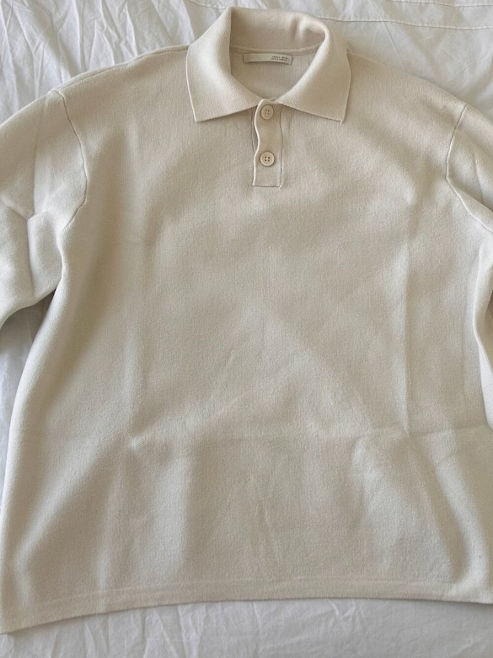 Men's Zara Ivory Knit Long Sleeves Polo